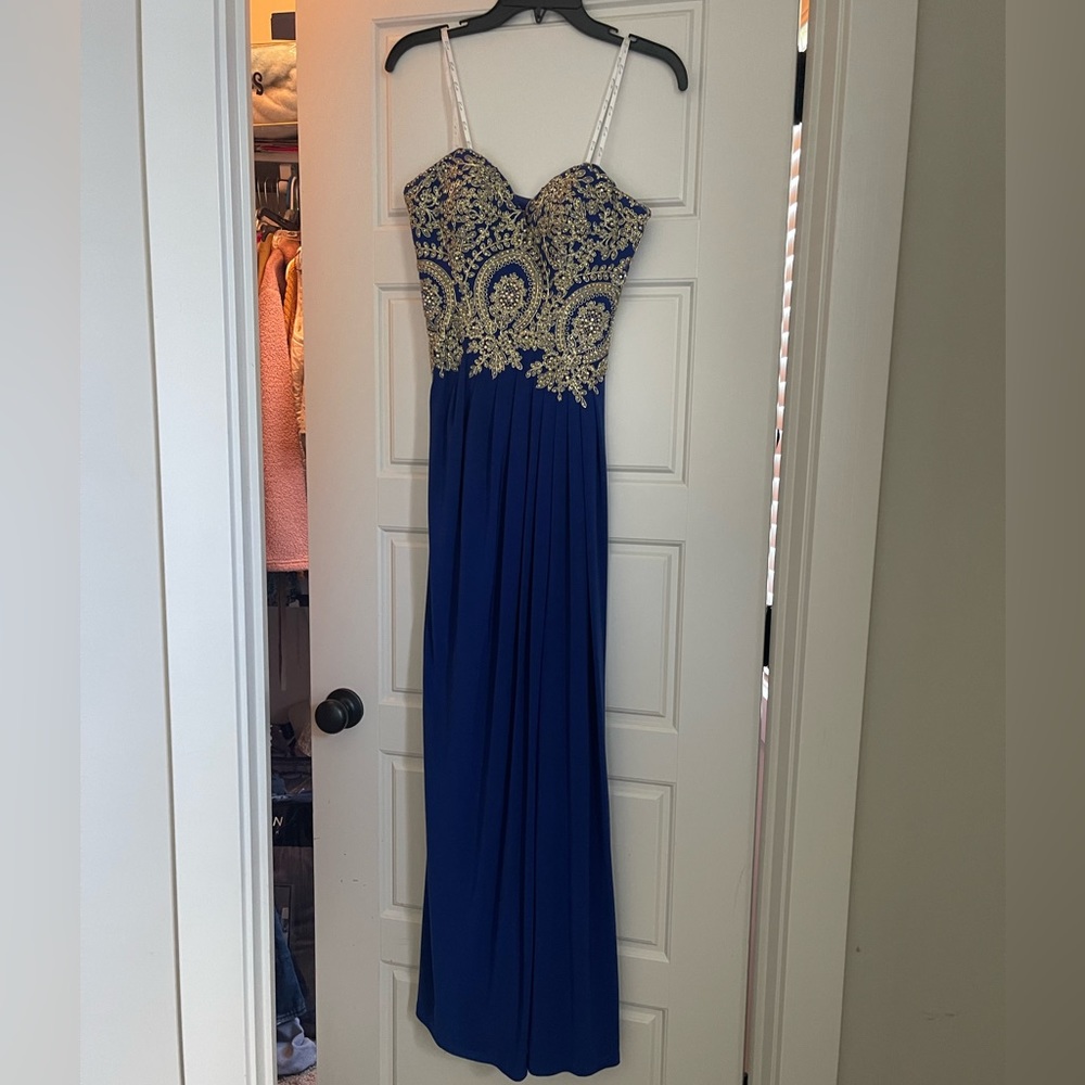 Royal blue strapless prom dress size 2